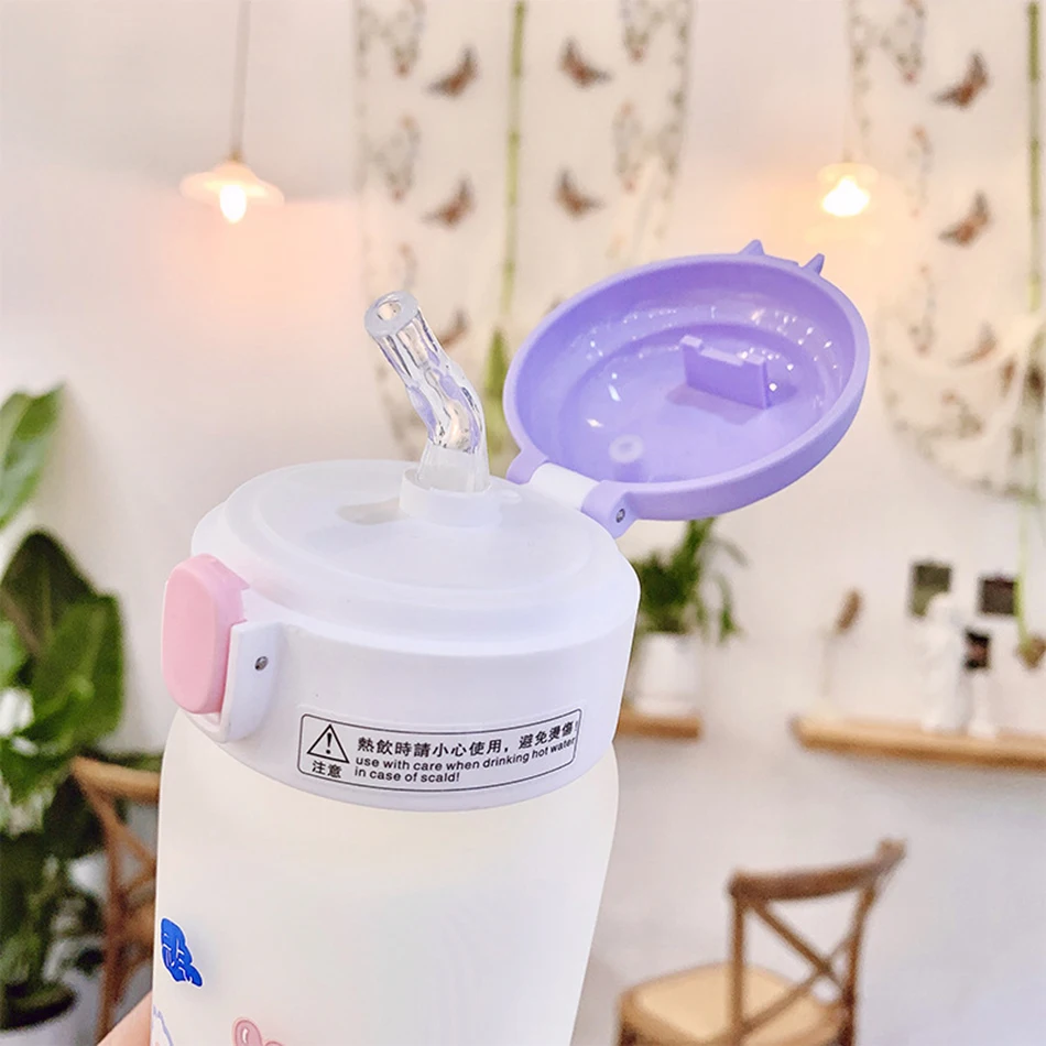 480 мл кавайная Клубничная матовая стеклянная бутылка для воды с медведем детей