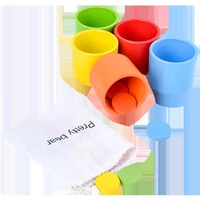 montessori wooden color circular plate sorting stacking cup toy kit montessori matching game educational toy for toddler