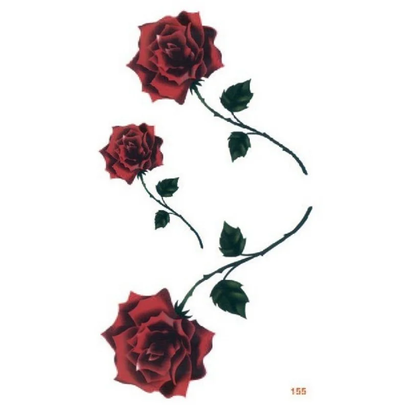 Водонепроницаемый временная татуировка Стикеры Красная роза цветок арт тату