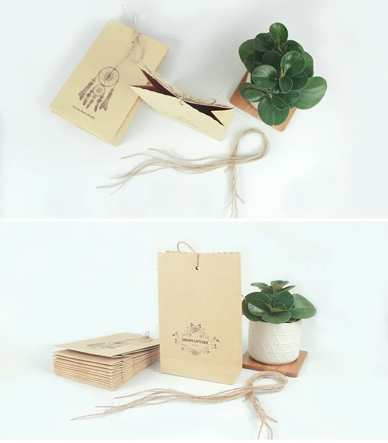 5 шт крафт бумажные пакеты подарочные Monternet Ловец снов бумажный подарочный пакет