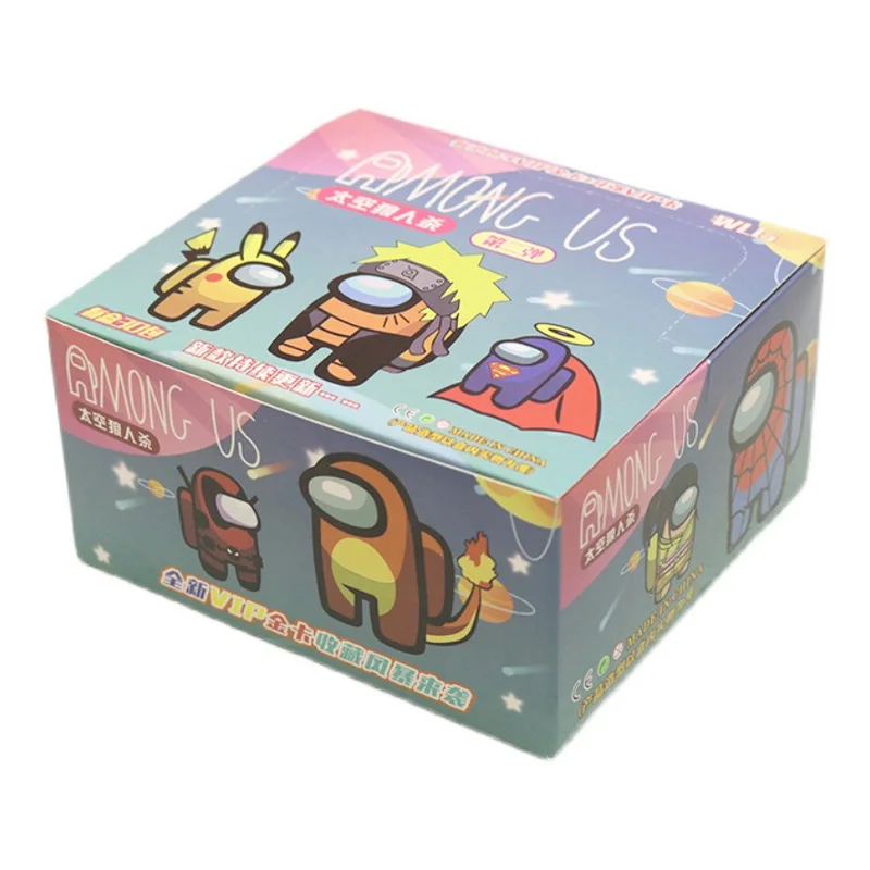 Cartas originales de Among Us para ni&ntilde;os, colecci&oacute;n de personajes de Anime, tarjeta Flash, Barrage, bronce, juego de batalla, regalo de cumplea&ntilde;os-2