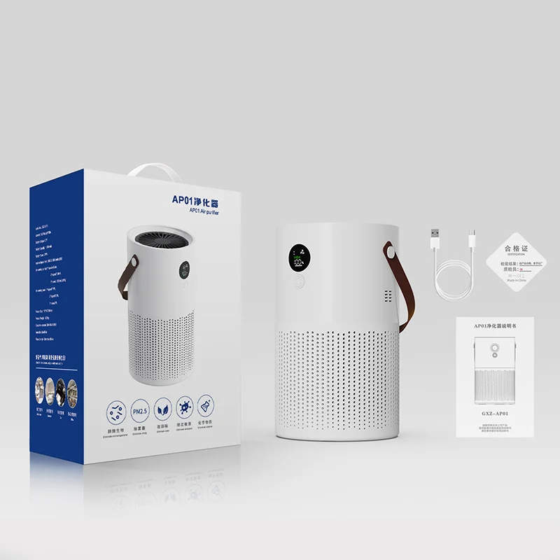 

White Dolphin AP01 Smart Dispaly Night light Rechargeable Air cleaner HEPA Filters Desktop Purifier with Air Purifier For Home