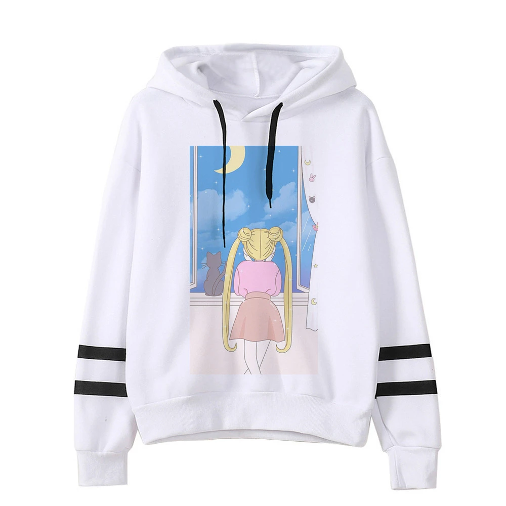 Сейлор свитшот с Луной кошкой Харадзюку корейский стиль ulzzang kawaii 90s мультфильм одежда пуловеры негабаритных с капюшоном уличная - Цвет: 3077