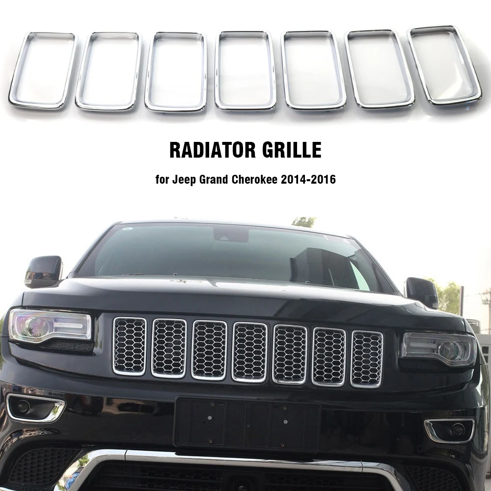 

Auto Grille Cover Radiator Grill Ring Inserts Frame For Jeep Grand Cherokee 2014-2016 Car Versieringen Kit Black Auto Parts