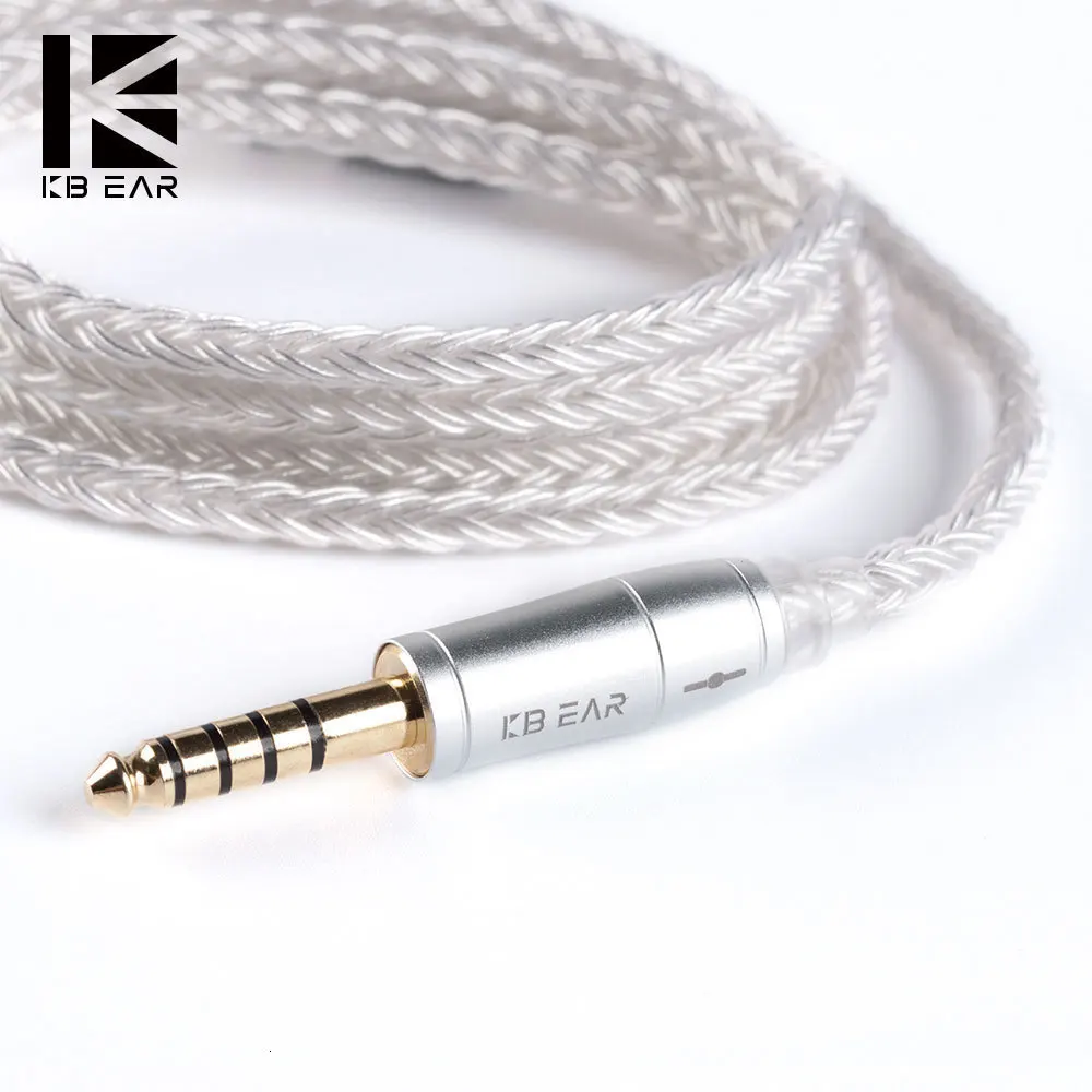 KBEAR 16 ядра Модернизированный посеребренный балансный кабель 2,5/3,5/4,4 мм с MMCX/2pin/QDC разъем для KZ ZS10 ZSN PRO ZSX C12 BA5