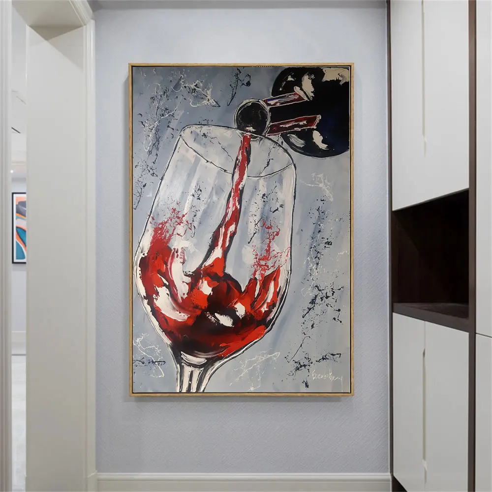 

Modern Art Wine Prints Canvas Poster Abstract Painting For Kitchen Living Room Kid's Bedroom Wall Decor Nordic Style Frameless
