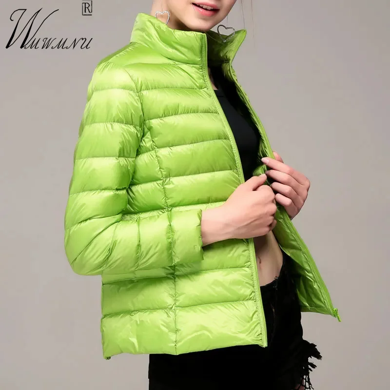 

Plus Size 8xl White Duck Down Jacket Women Winter Ultralight Short Parka Stand-Up Collar Padded Coat Fall Basic Puffer Jackets