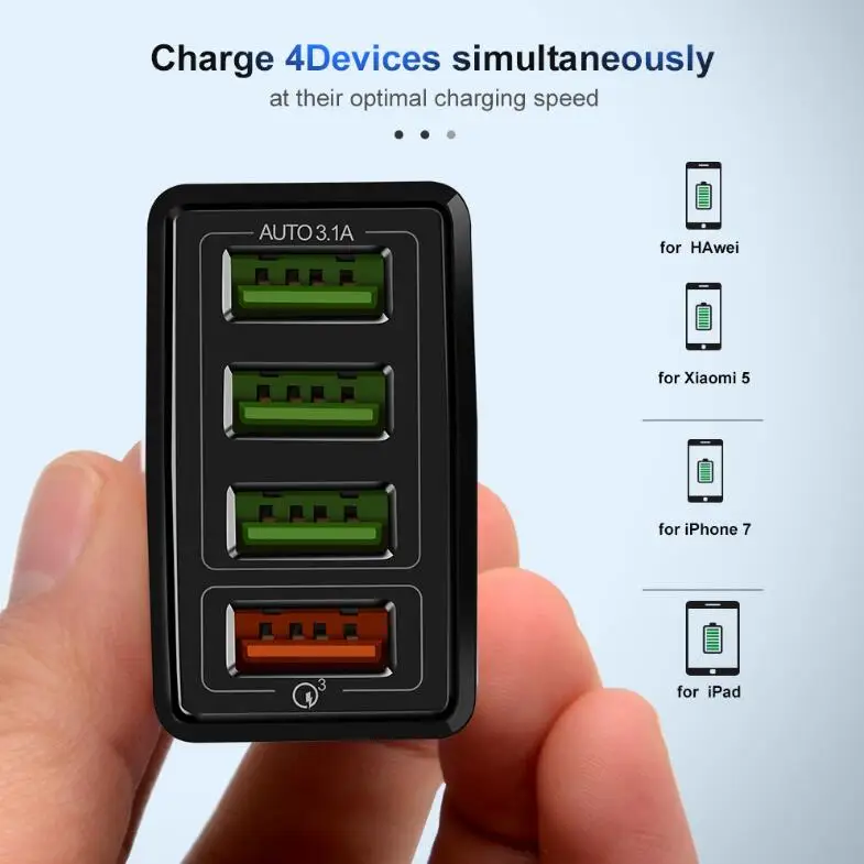 Четыре USB-порта для быстрой зарядки зарядное устройство путешествий OUKITEL ЕС QC3.0 |