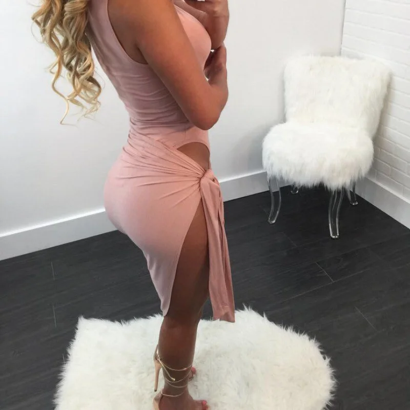 

2020 Ladies Dress Ebay Europe And The United States Wind Side Hip Knot Sexy Night Dress