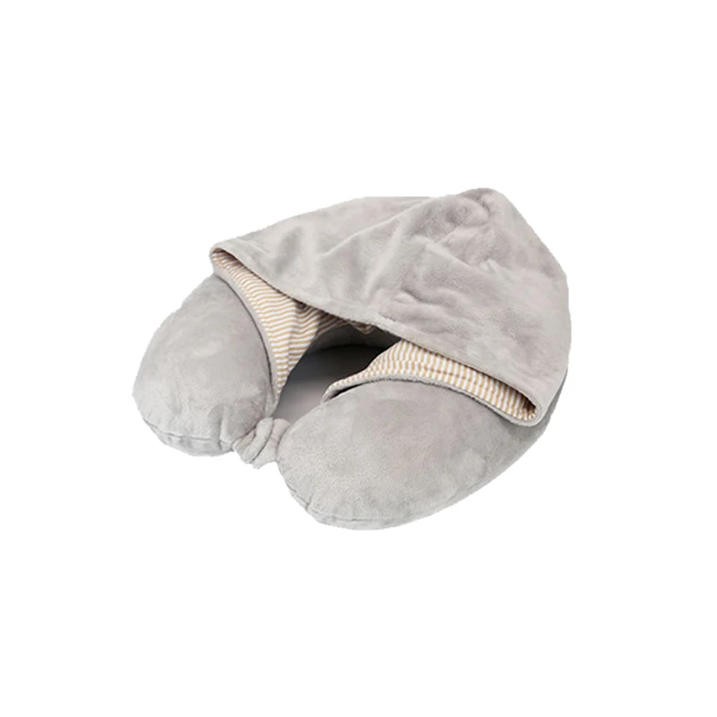 Best Oem Pure Memory Foam Hoodie Travel Rest Grey Neck Pillow Custom Logo |