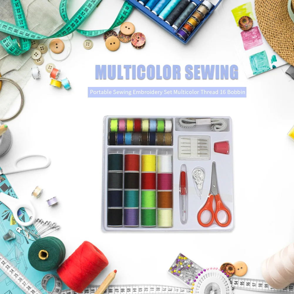 

Multifunctional Knitting Stitches Sewing Kit 16 Thread Bobbin Sewing Accessories Household Handmade Embroidery Tool