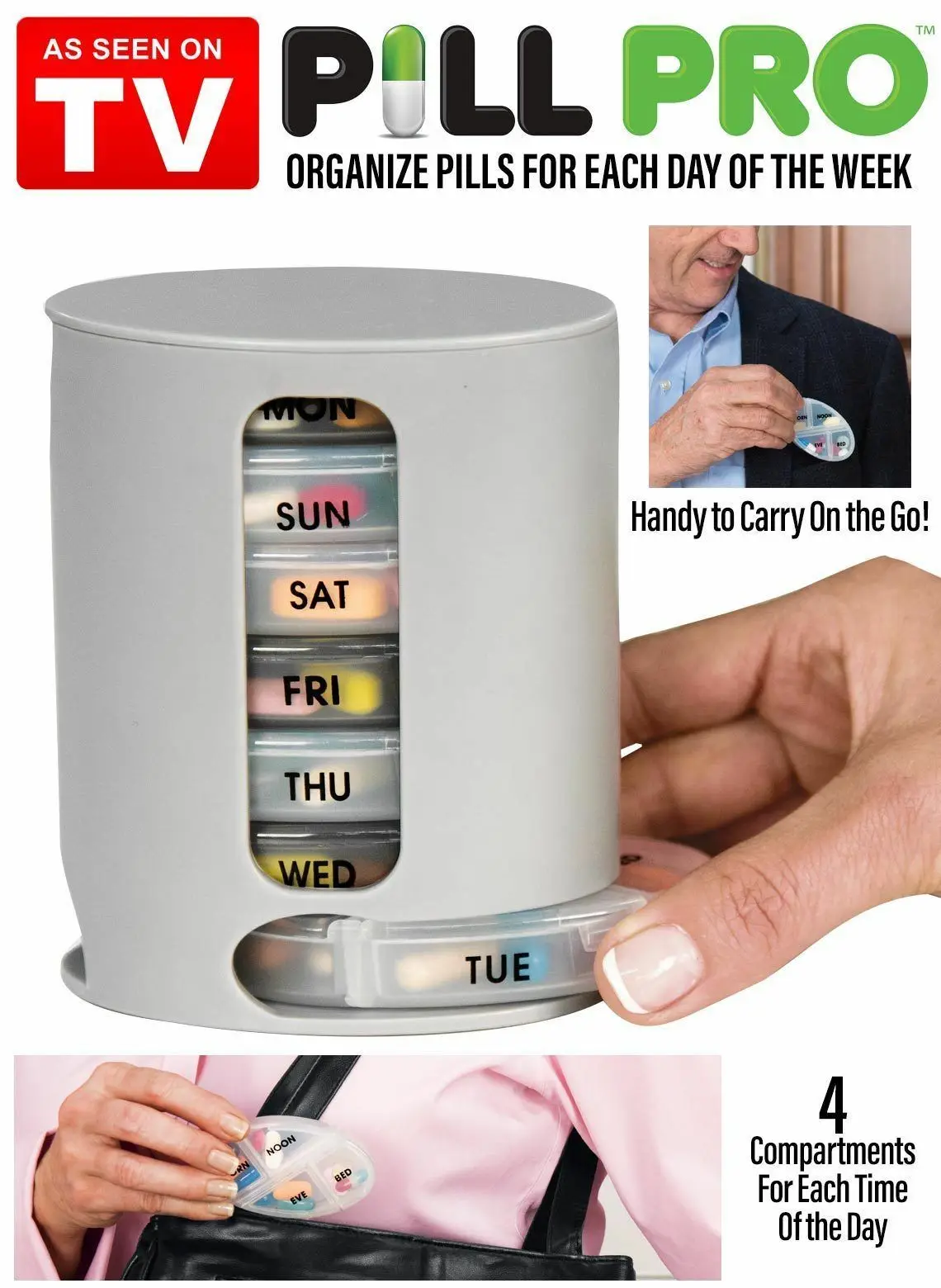 

7 Days Pill Boxes Organizer Medicine Travel Container Round Case Dispenser Vitamin Organiser storage boxes bins