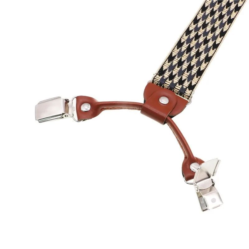6 Clip Men's Suspenders Casual Fashion Unisex Braces Elegant Brown Leather Shirt Adjustable Belt Strap Dad Gift | Аксессуары для