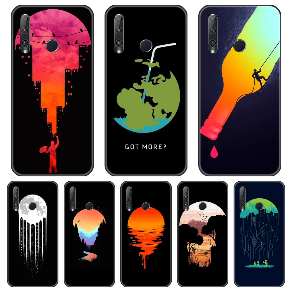 Задняя крышка для Huawei Honor V20 8S 8A Pro силиконовый черный арт звезда луна земля 10i 20i 20