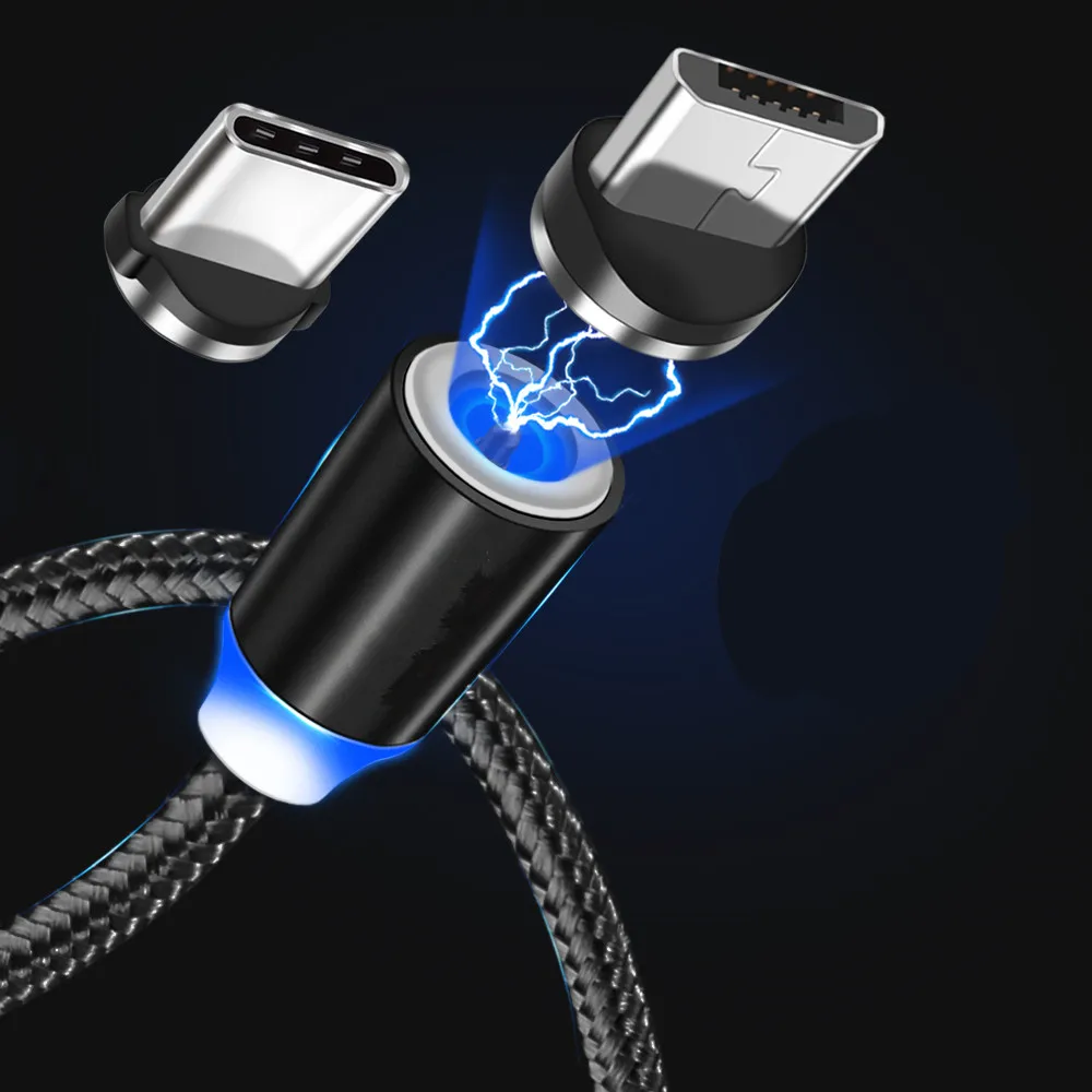 Магнитный светодиодный кабель типа C QC 3,0 USB быстрое автомобильное зарядное устройство для htc U11 samsung galaxy S8 S9 A3 A5 A7 C9 Pro Note 10 A80 A60 A50
