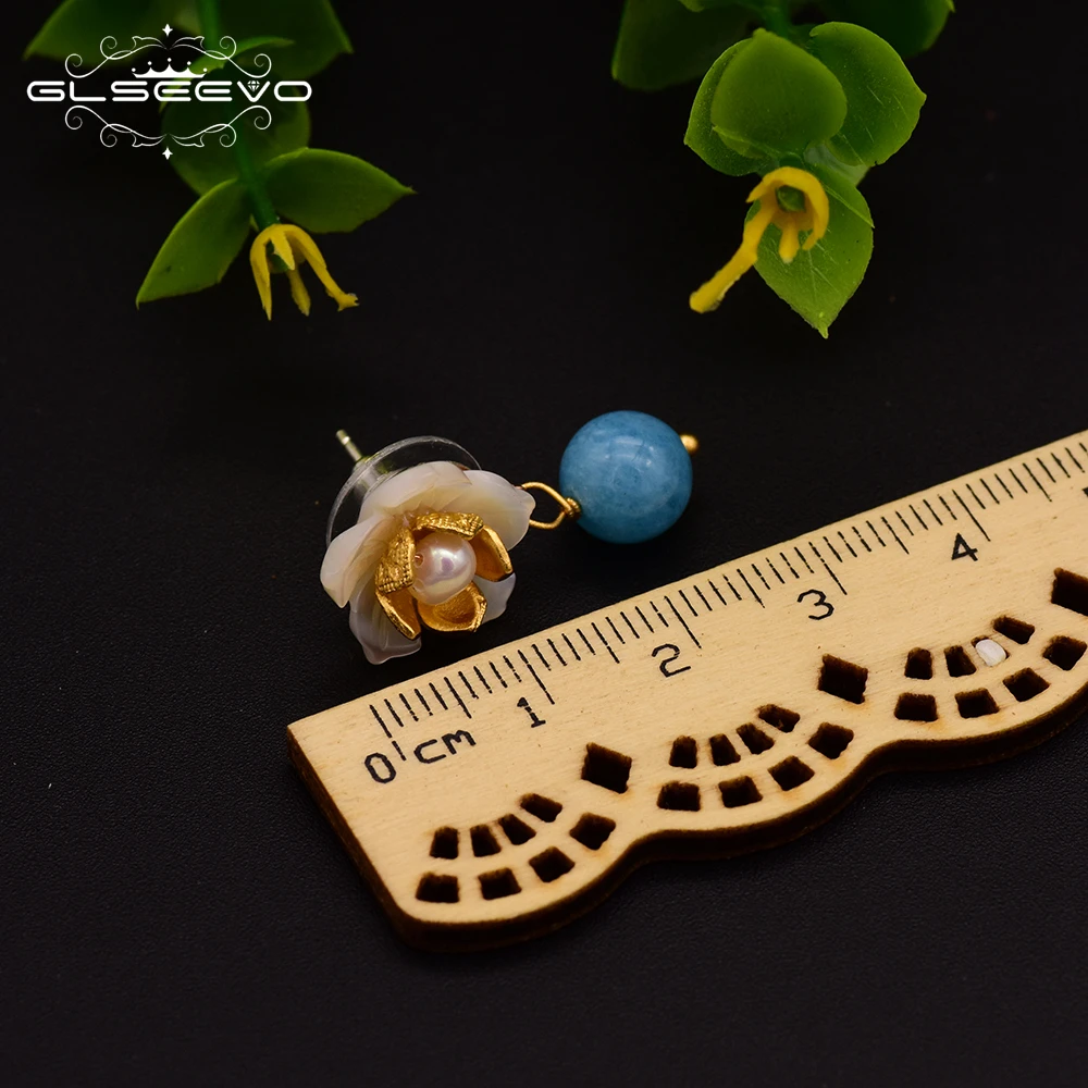 Женские серьги-подвески с натуральным голубым камнем | Украшения и аксессуары