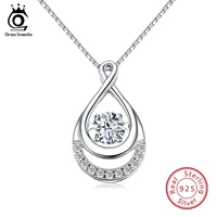 orsa jewels water drop shape big pendant box chain necklaces for women aaa zircon party accessories luxury silver jewelry osn50