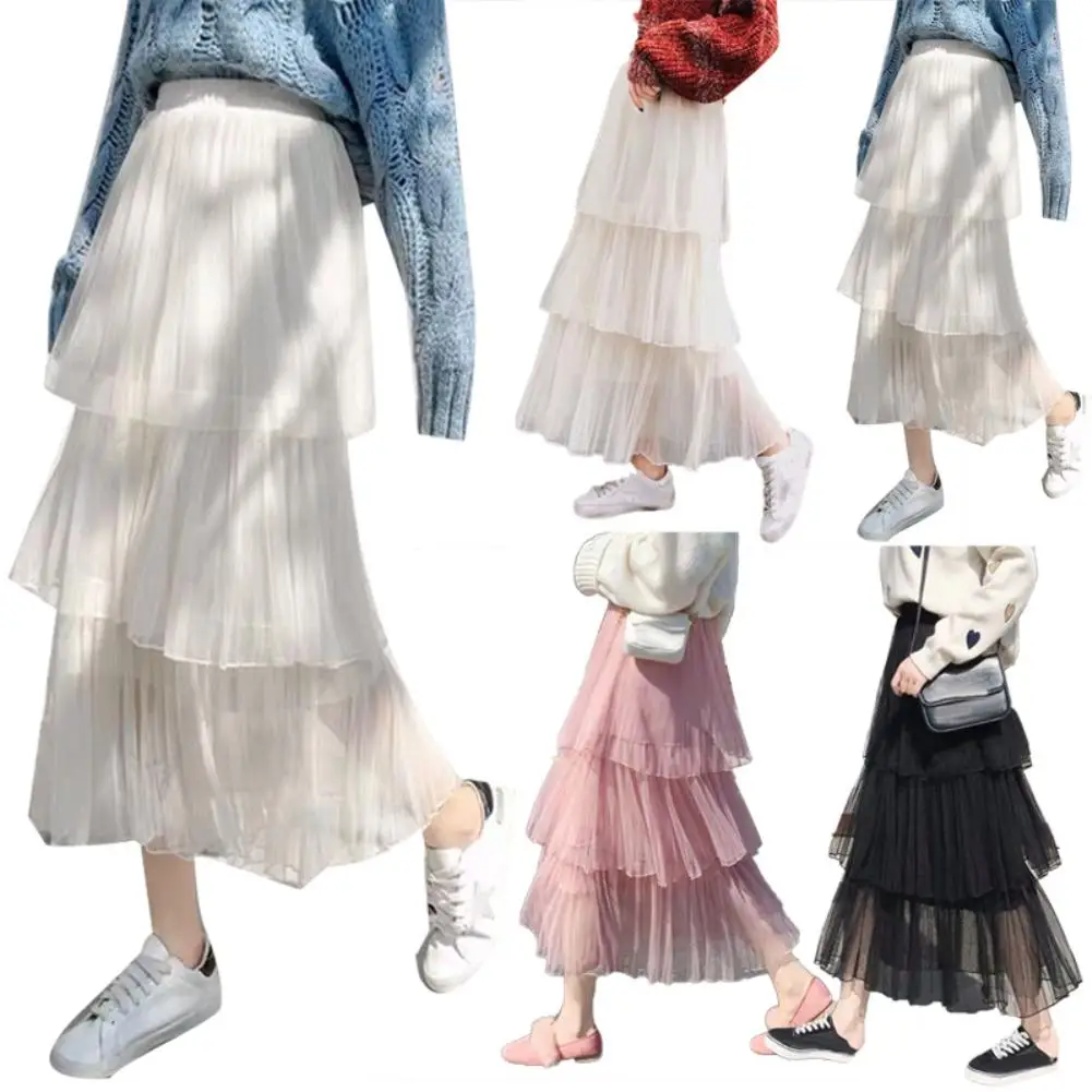 Женское однотонное Плиссированное Платье миди с высокой талией эластичное