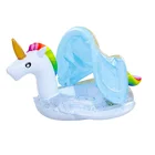 Надувное детское кольцо для плавания, круг для купания с тенем в виде фламинго, единорога, поплавок для бассейна, забавные игрушки для воды, сиденье для бассейна