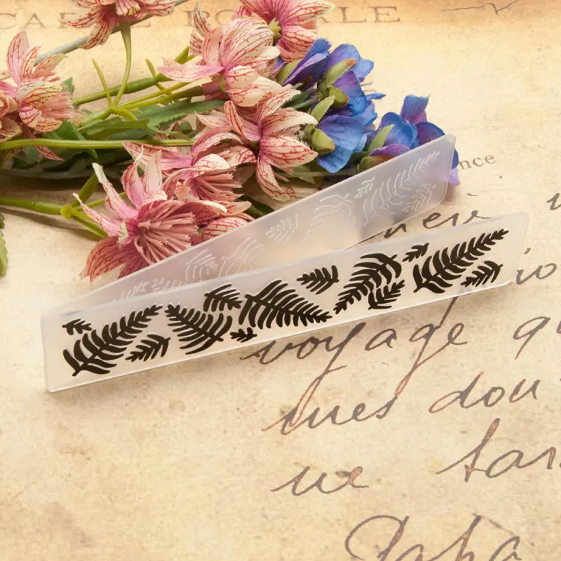 

Пластиковый шаблон для тиснения в виде листьев растений, шаблон «сделай сам» для скрапбукинга, изготовления открыток, бумаги, 15x3 см