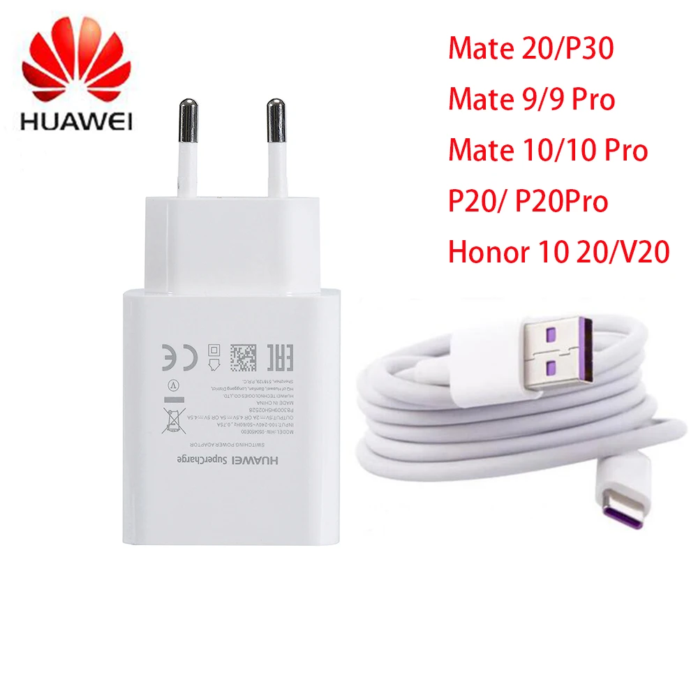 Оригинальный адаптер для быстрой зарядки Supercharge 5 В 4 5a USB кабель type C 5A HUAWEI Mate 9 10 pro
