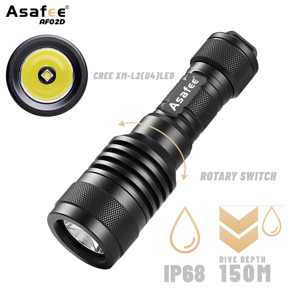 Miglior Torcia Subacquea A Led Super Luminosità 1050LM Luce 200M Luce Subacquea Di Backup Lampada Impermeabile Lanterna Subacquea Portatile