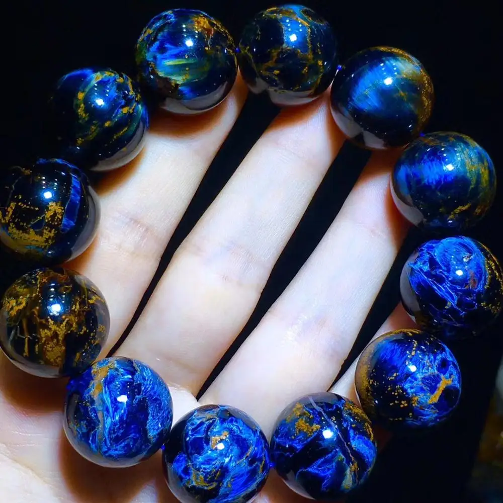 

20mm Top Natural Blue Pietersite Bracelet Jewelry For Woman Lady Men Crystal Energy Stone Namibia Round Beads Stretch AAAAA