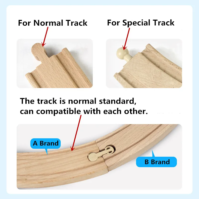

11 Styles Diy Wodden Rail Track Accessories Railway Compatible with Normal Brand Beech Train Road Toys for Children Kids Gift