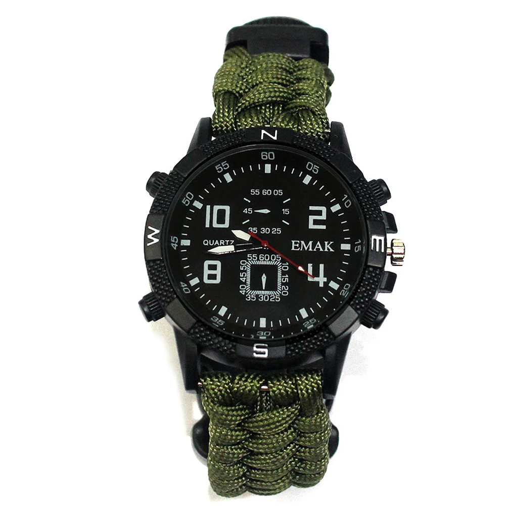 6 in 1 Survival Outdoor Watch EDC Rope Rescue Tactical Camping Multifunction Emergency Safety Equipment Tools Bracelet | Спорт и