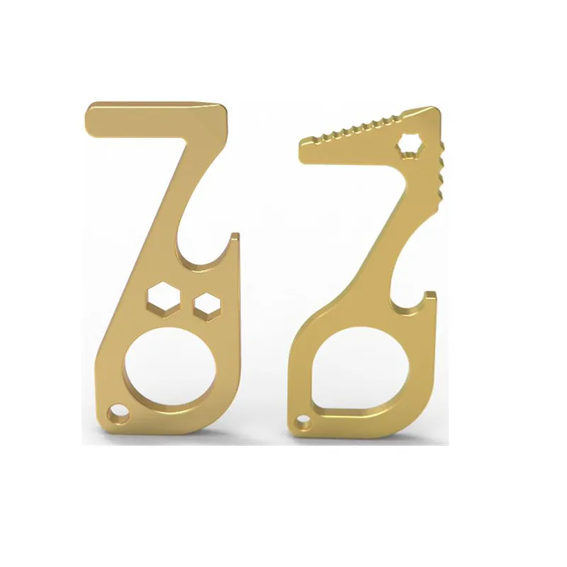 Портативный латунный бесконтактный брелок для ключей медный Бесконтактный