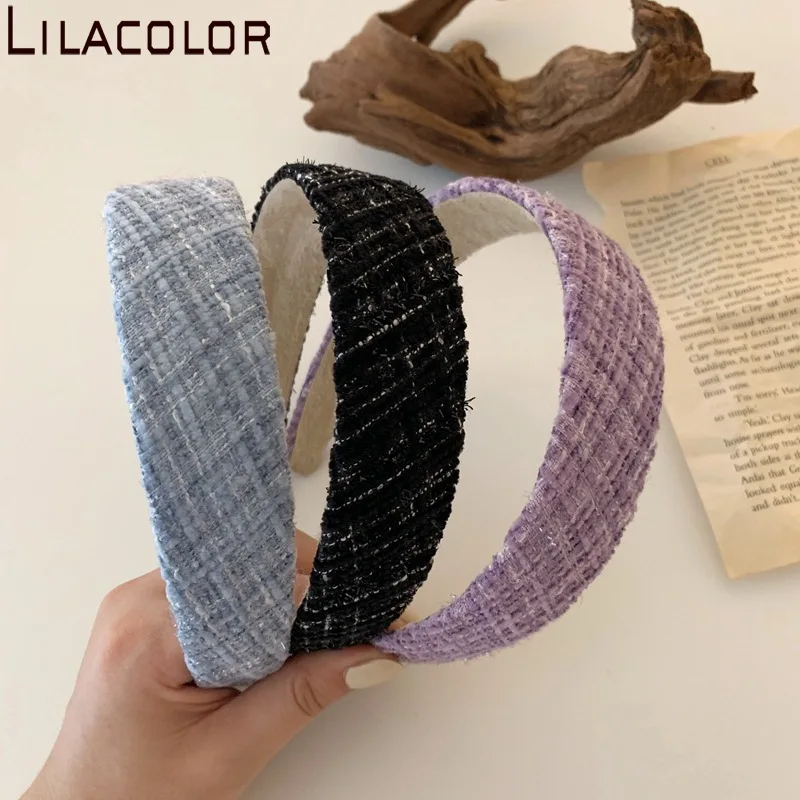 Темперамент маленький аромат обруч для волос грубая твидовая широкая повязка на