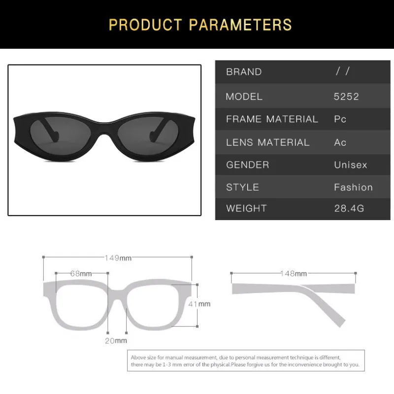 

Fashion Cat Eye Women Sunglasses Classic Brands Designer Men Sun Glasses Vintage Small Square Plastic Eyeglasses Frame Uv400