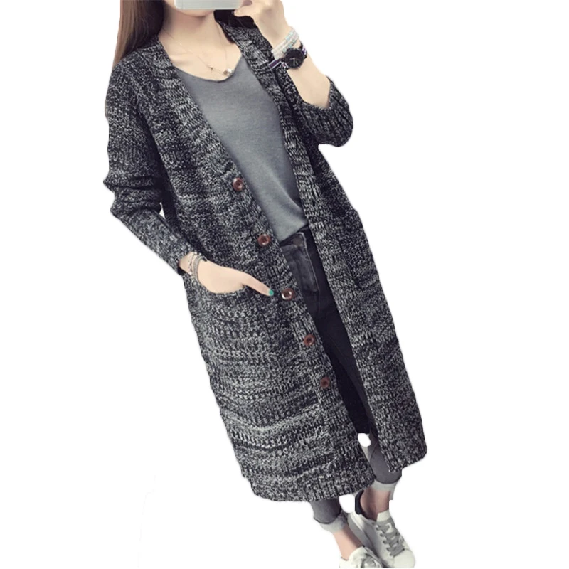 Новинка 2021 модное осенне-зимнее свободное вязаное пальто женский длинный