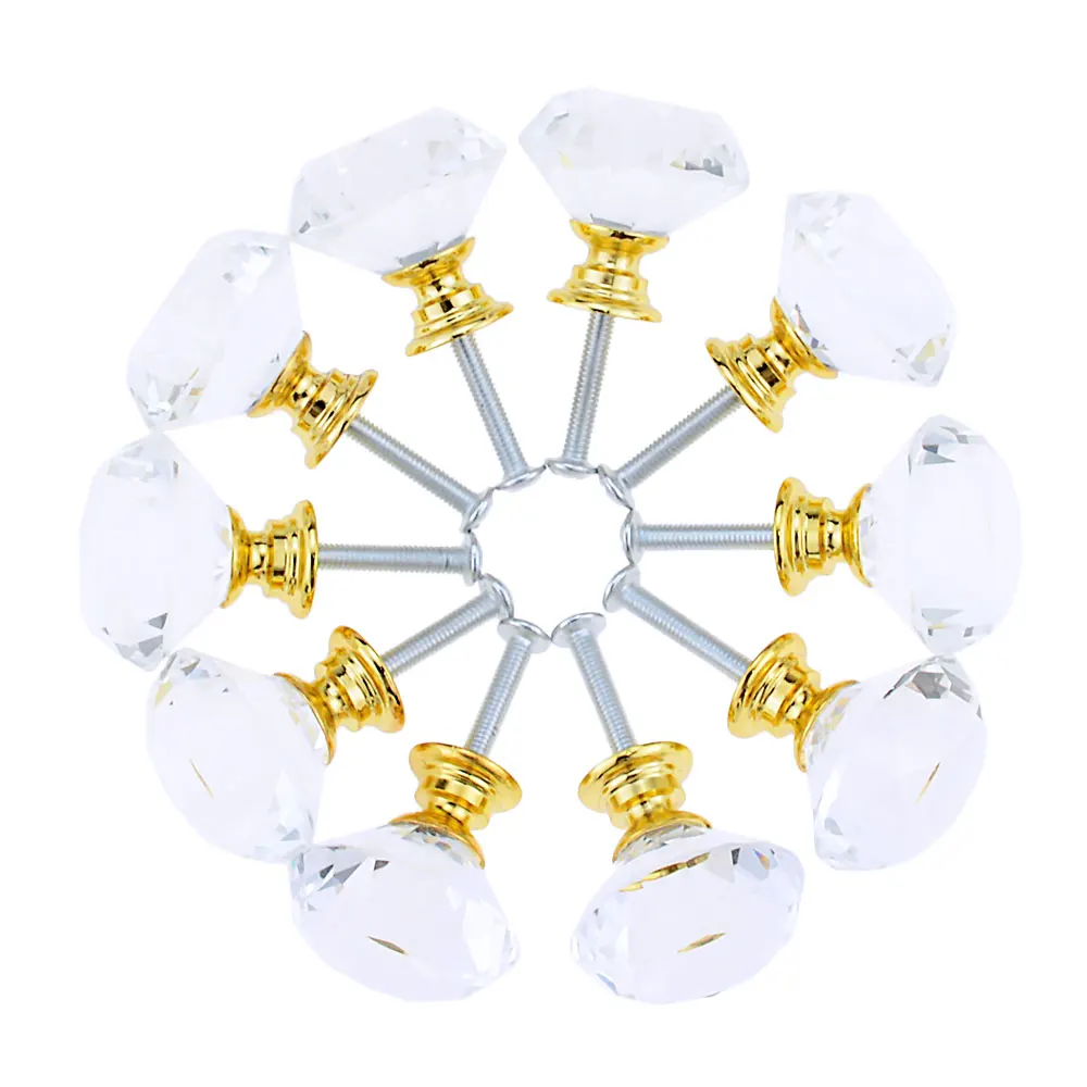 

5Pcs /10Pcs Sets Diamond Shape Design Crystal Glass Knobs Cupboard Drawer Pull Kitchen Cabinet Door Wardrobe Handles Hardware