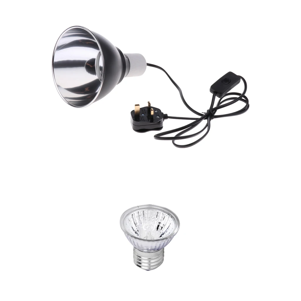 E27 50W Reptile Halogen Light Bulb UVA UVB + Dome Lamp Holder UK Plug 220V | Дом и сад