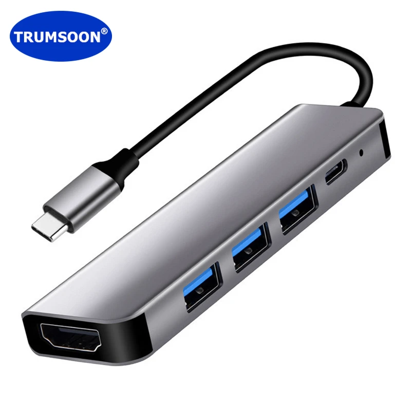 Адаптер TRUMSOON Thunderbolt 3 Type C к HDMI-совместимый 4K USB 0 для Macbook Huawei P30 Samsung S21 Dex Xiaomi 10 TV |