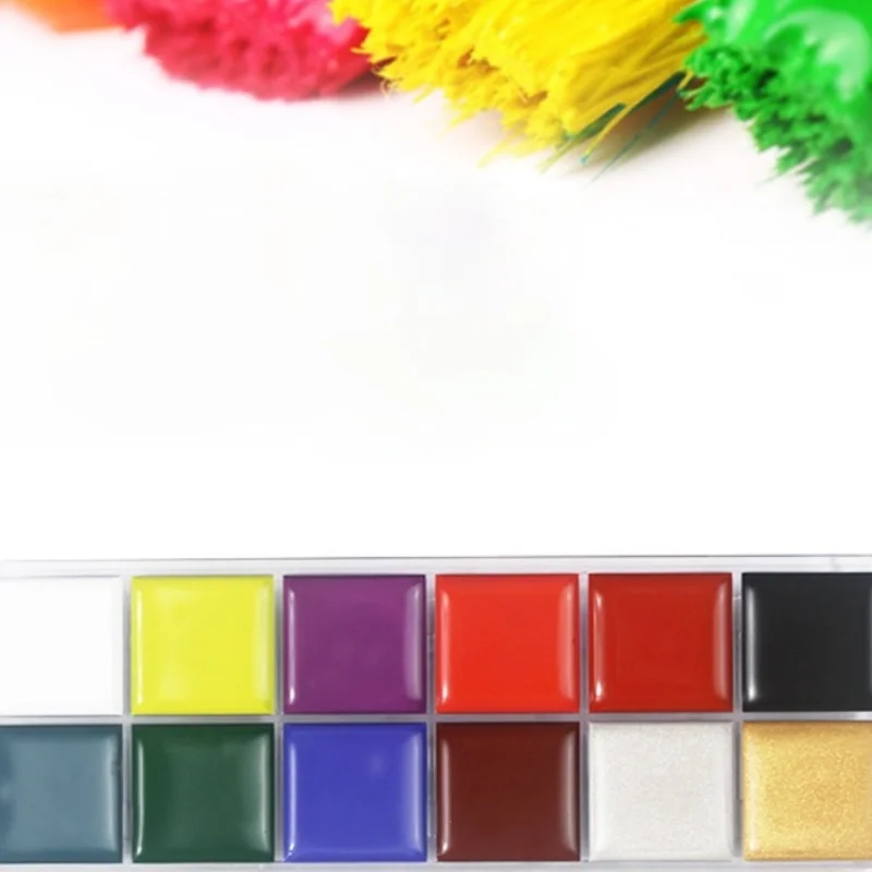 

12 Colors Safe Non Toxic Paint Portable Body Makeup Halloween Face Body Art Pigment Painting Kit Ingredient for Women Men Makeup