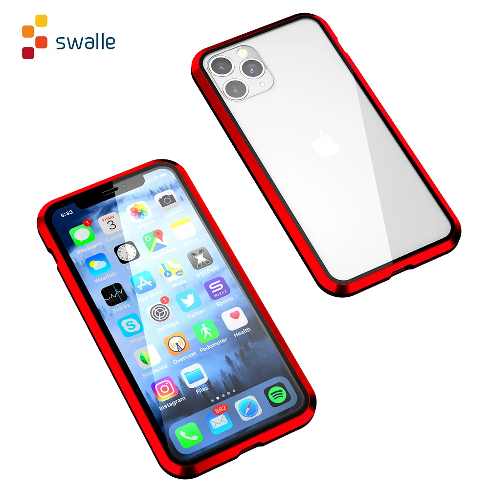 Магнитный чехол для задней панели телефона с металлической рамкой iPhone 11 Pro Max XS MAX X