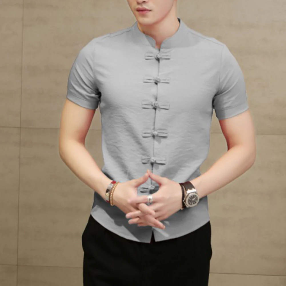 Традиционный китайский костюм Тан мужская летняя форма кунг фу с коротким