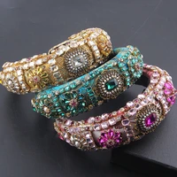 new sponge exaggerated baroque inlaid rhinestone colored pearl personality hair hoop gorgeous hair accessories 864