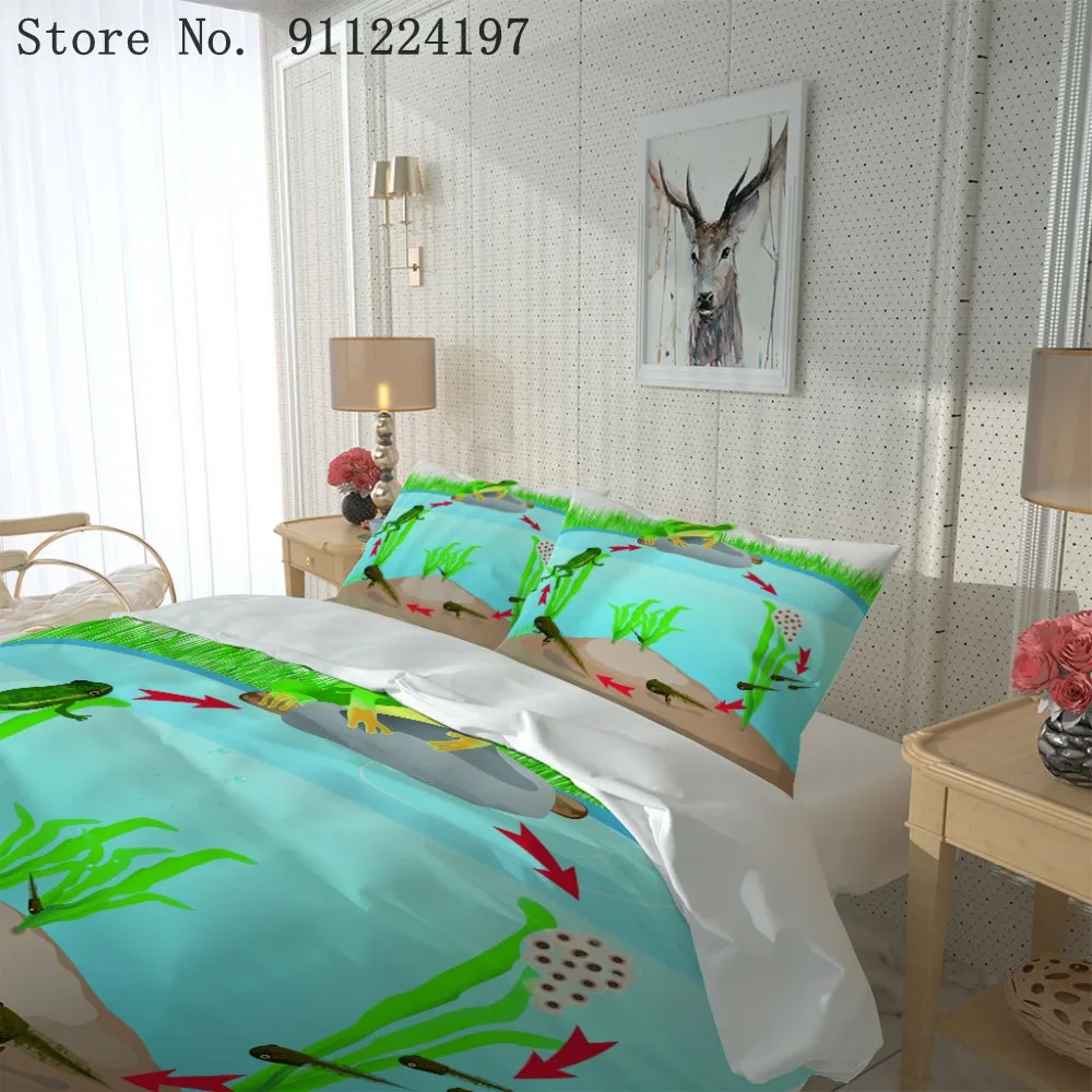 Средний аквариум для рыбок постельное белье 3D печатная лягушка Головастик