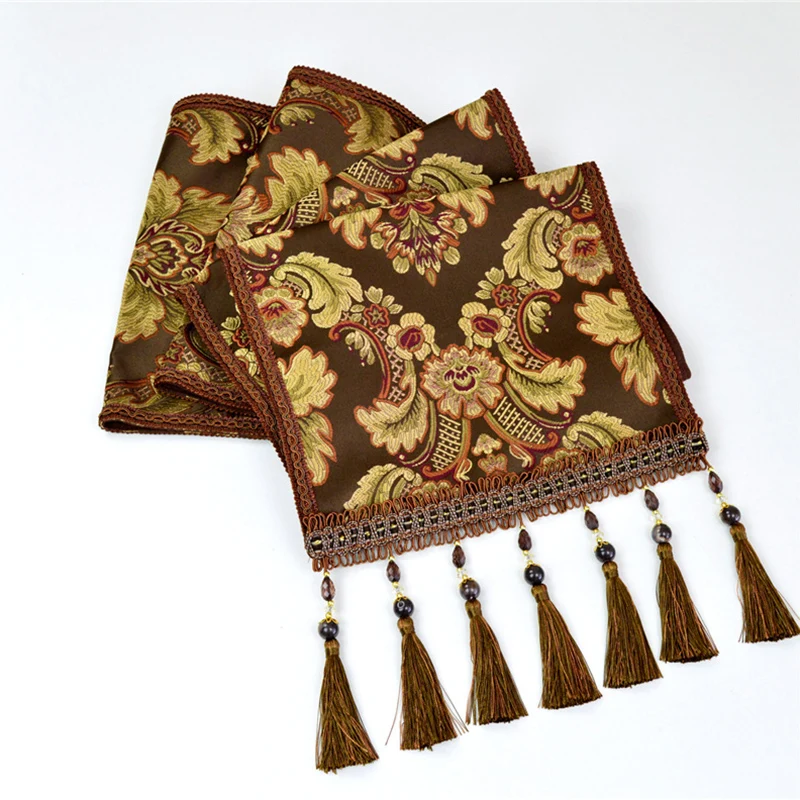 Европейская роскошная Золотая настольная дорожка с кисточками для свадебной