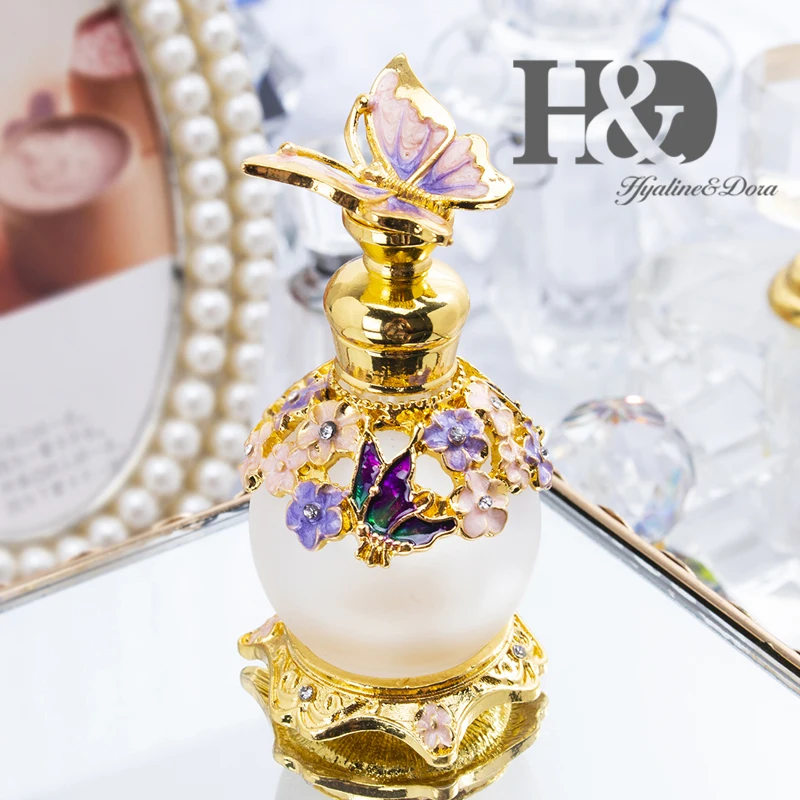 

H&D 15ml Butterfly Embellished Refillable Perfume Bottle Empty Fragrance Bottle Scent Bottle Xmas Gift Home Decor Wedding Favors