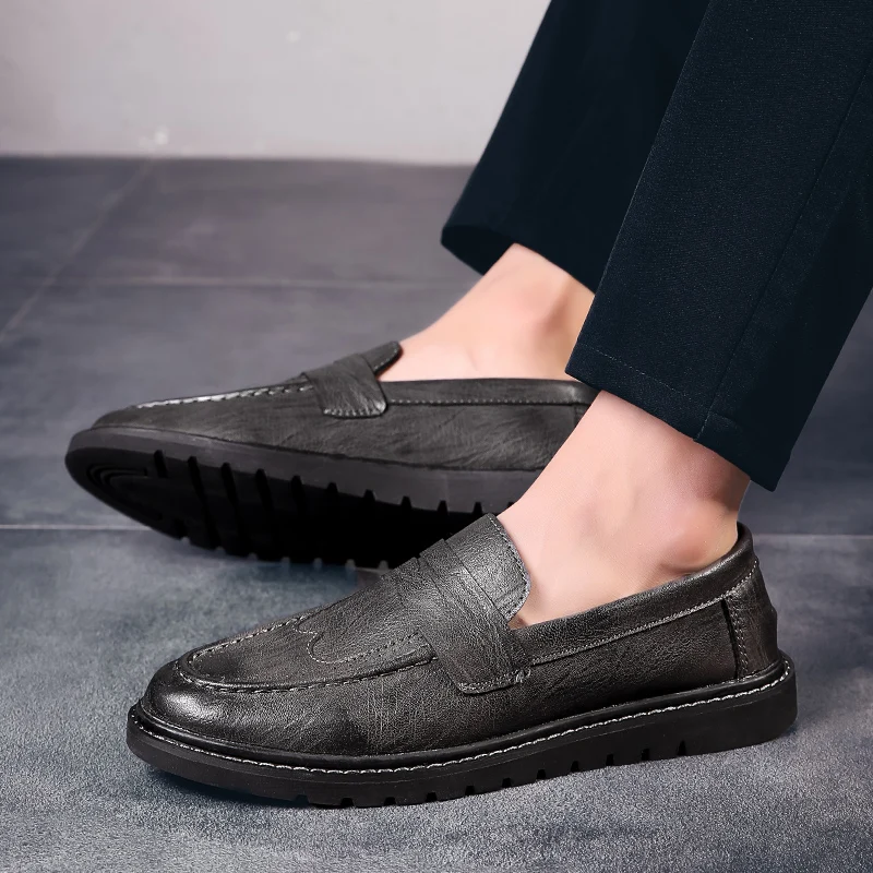 

Men Casual Shoes Breathable Leather Loafers Business Office Shoes For Men Driving Moccasins Comfortable Slip On Tassel Shoe %D21