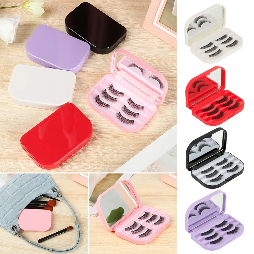 

Storage Case Portable Travel Makeup Mirror Storage False Eyelashes Storage Box 3 Layer Empty