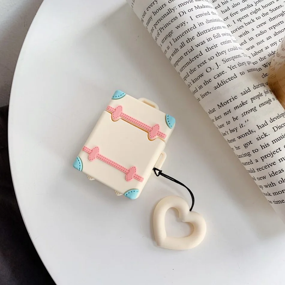 Retro White Для AirPods чехол Модный милый костюм чехол для багажника Чехол для багажа для Apple Airpods 2 защитный чехол для наушников с кольцом на палец - Цвет: Retro White