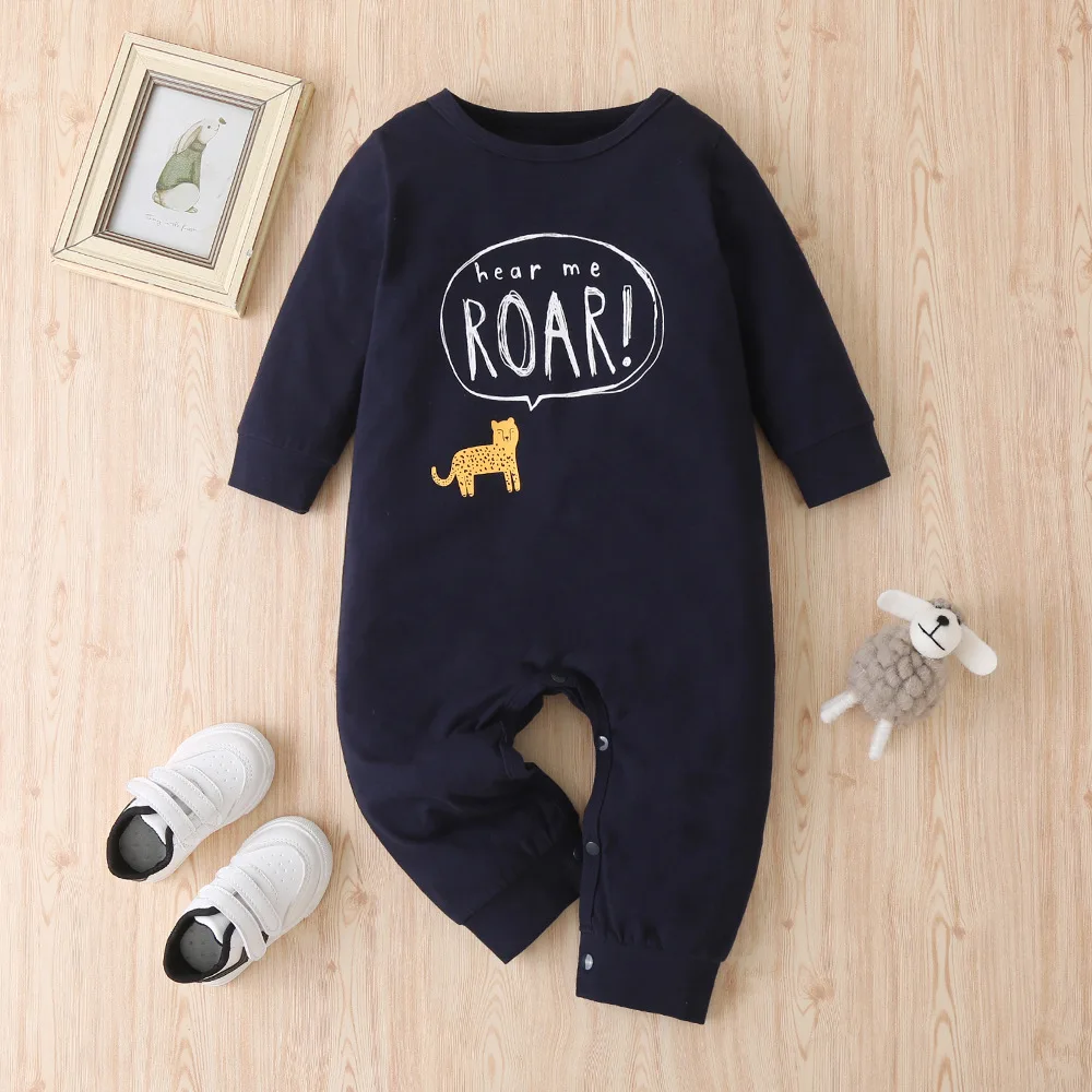 Детский хлопковый комбинезон с длинным рукавом принтом кошек и надписей| |