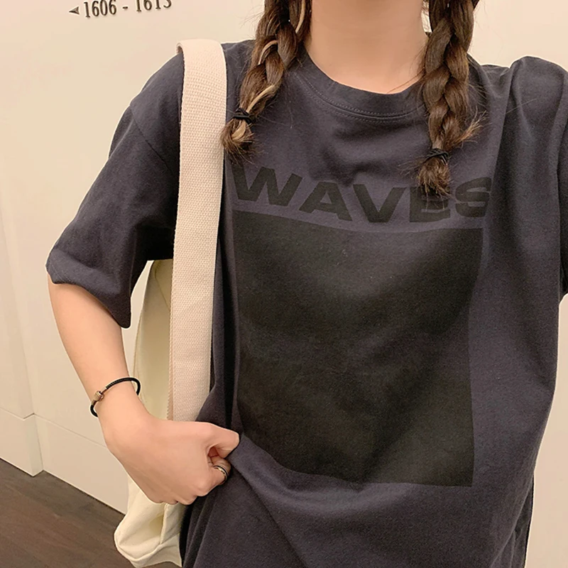 

Summer new Korean round neck letter printed short sleeve loose T-shirt women