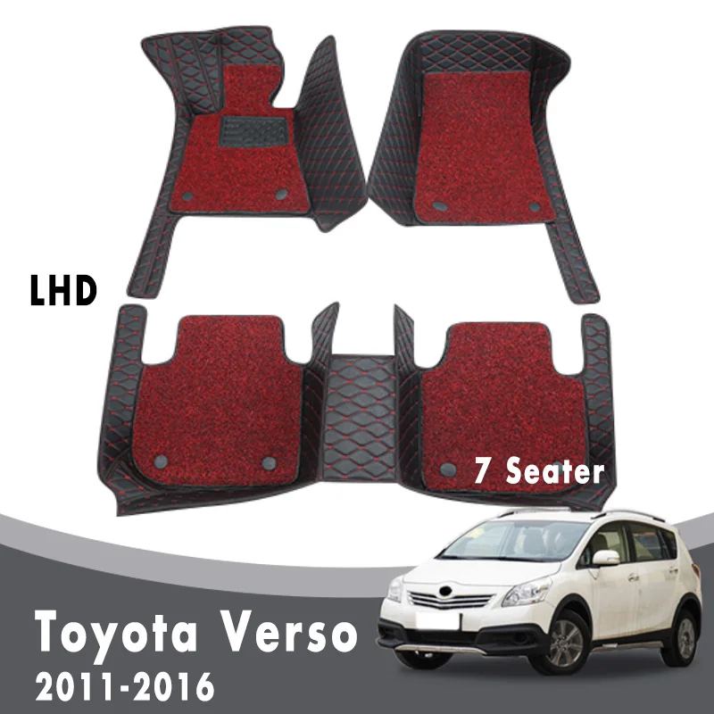

Car Floor Mats For Toyota Verso 2016 2015 2014 2013 2012 2011 (7 Seater) Carpets Luxury Double Layer Wire Loop Interior Protect
