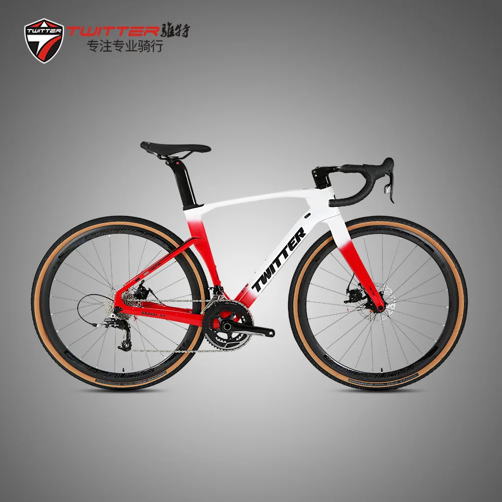 Продажа TWITTER GRAVEL-V2-RS-24-speed Маленький Комплект алюминиевых колес с углеродным рулем и полностью скрытым маршрутом 700C, велосипед из углеродного волокн...